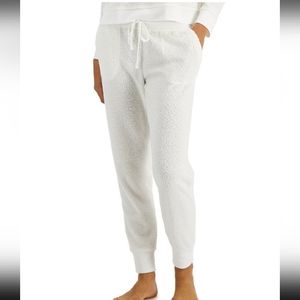 Alfani Sherpa Jogger Pajama Bottoms, Ivory/white, Size M
